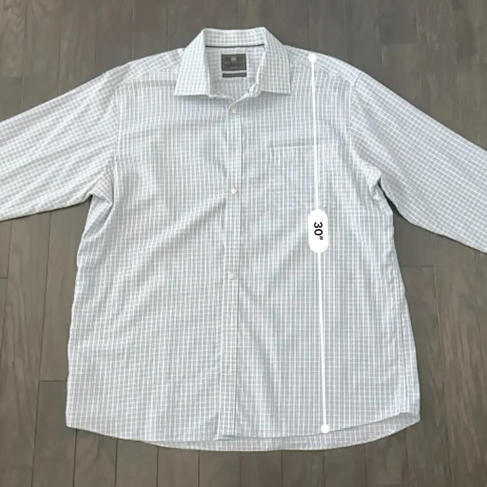 Marks & Spencer Blue, Purple & White Checked Men's Dress Shirt 100% Cotton - Picture 14 of 14
